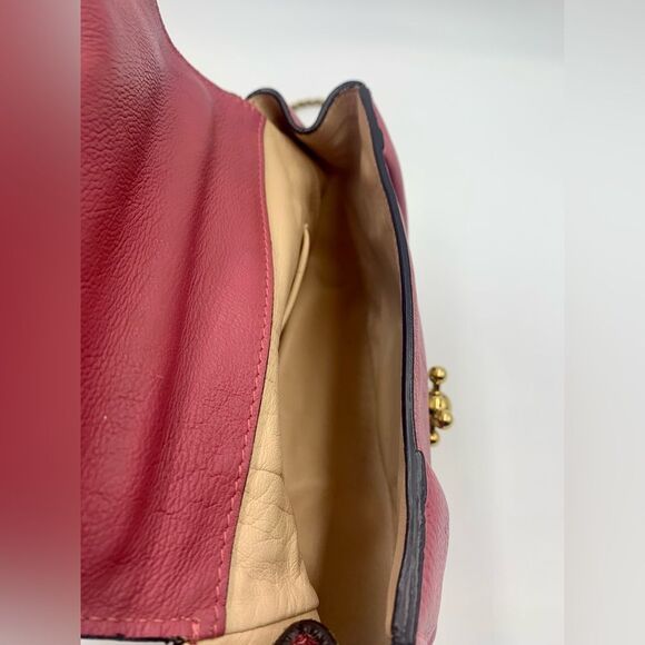 Auth Luxe Chloe Fuchsia Leather Elsie Shoulder Bag Hardware Turn Lock Excellent - Picture 15 of 16